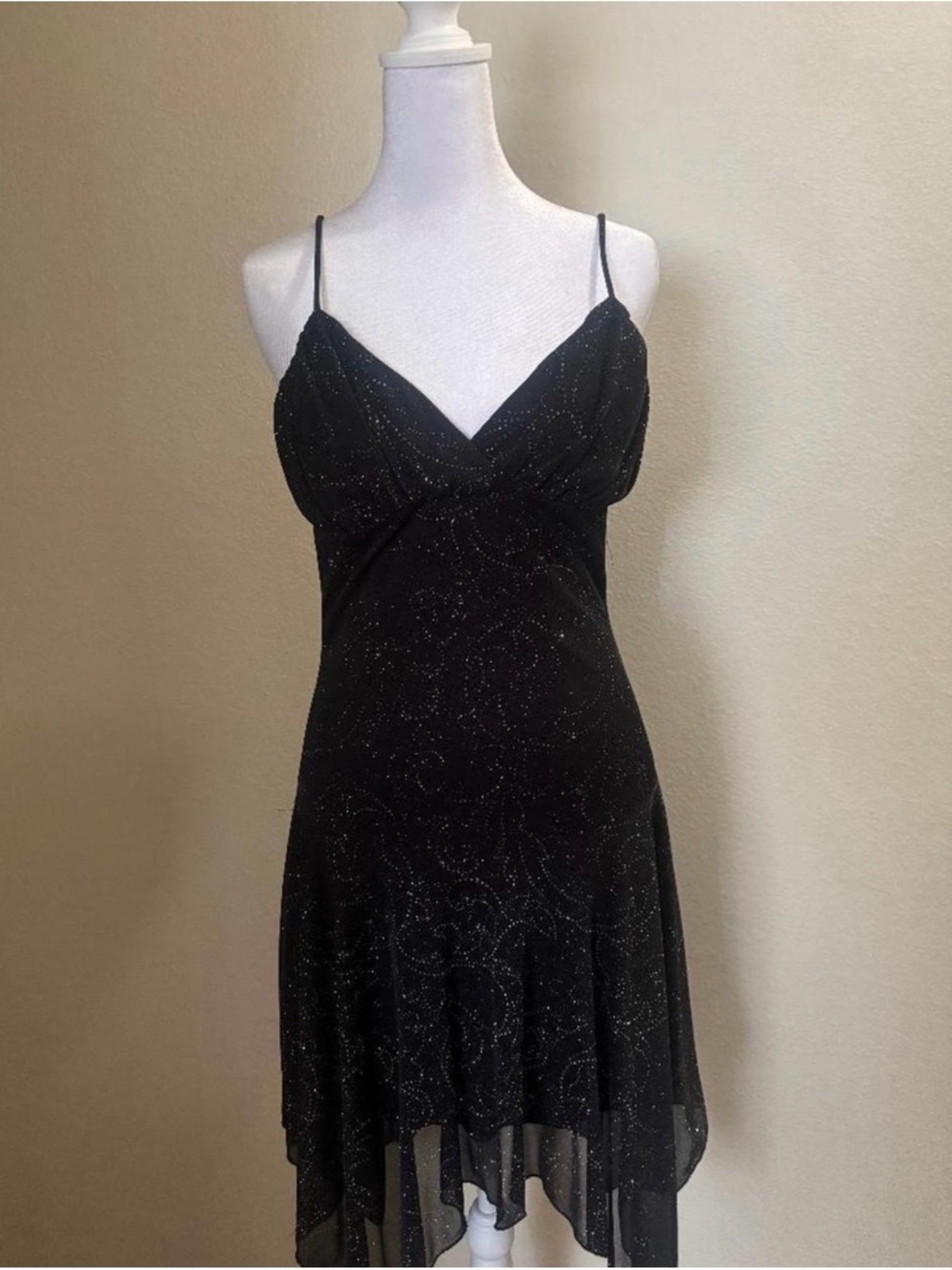 Taboo Black Sparkle Spaghetti Strap Midi Dress